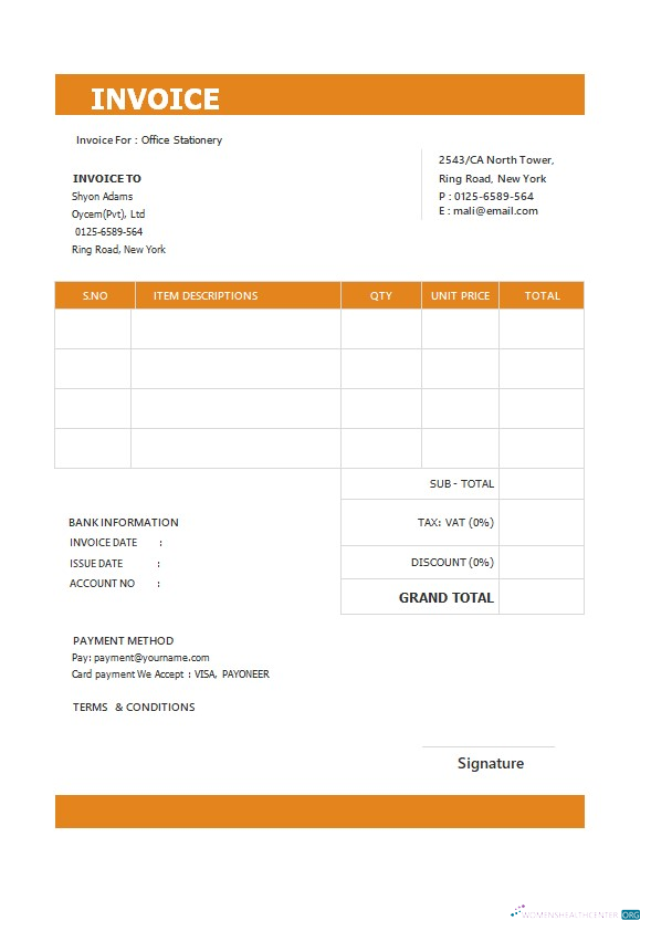 Download Free Standard Invoice Template Photoshop template